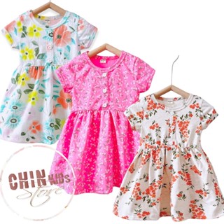 Váy đầm hoa nhí đẹp dễ thương chất cotton tay cộc mát mùa hè cho bé gái VNXK 1 2 3 4 5 tuổi [V19]