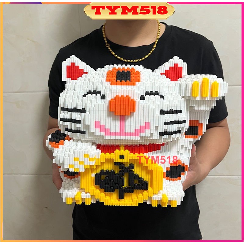 le.go mèo thần tài 23cm Đồ chơi Xếp hình lắp ráp mô hình cỡ lớn bear bricK có tặng búa