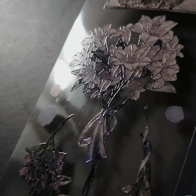 Băng dính PET tape hoạ tiết hoa bách hợp lily tím