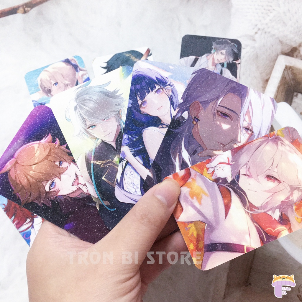 Card Genshin Impact bo góc nhũ 5.5 x 8.5 cm [1 card tặng 1 thẻ bọc card]