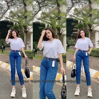Quần baggy jean nữ 9 tấc lưng thun co dãn thoải mái bigsize 70-92kg