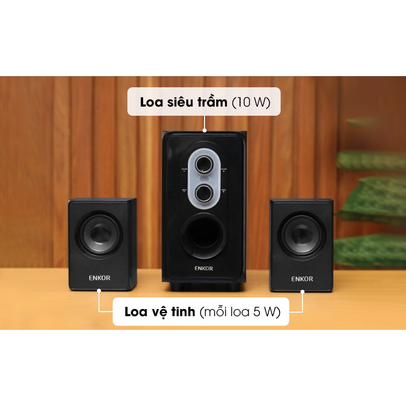 Loa vi tính Enkor E50 Đen 2.1 kênh 20W Chính hãng,giá tốt