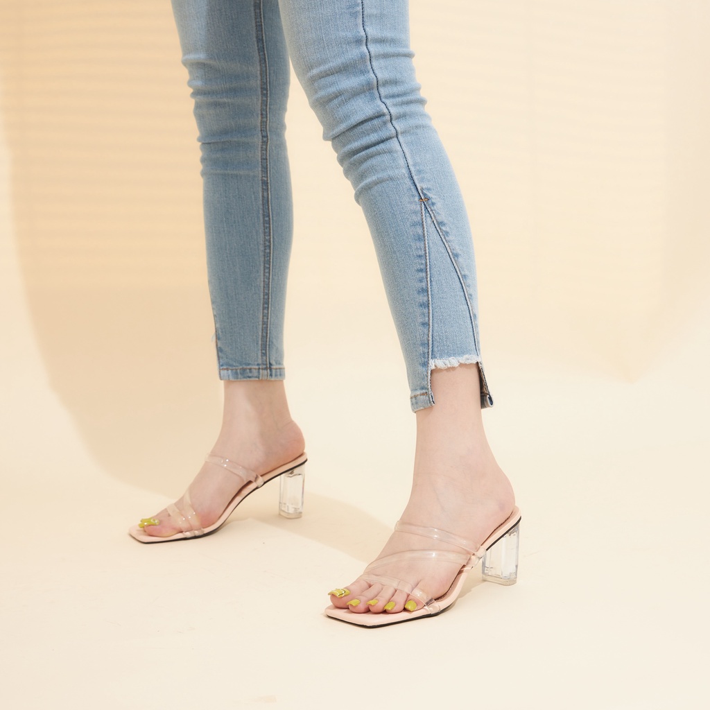 Dép MWC 4135 - Dép Cao Gót Quai Trong Dây Tròn Mảnh Gót 7p Trong Suốt Sang Chảnh