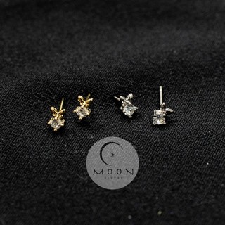 Khuyên tai bạc nữ thỏ đính đá, bông tai bạc nữ 925 Moon Silver