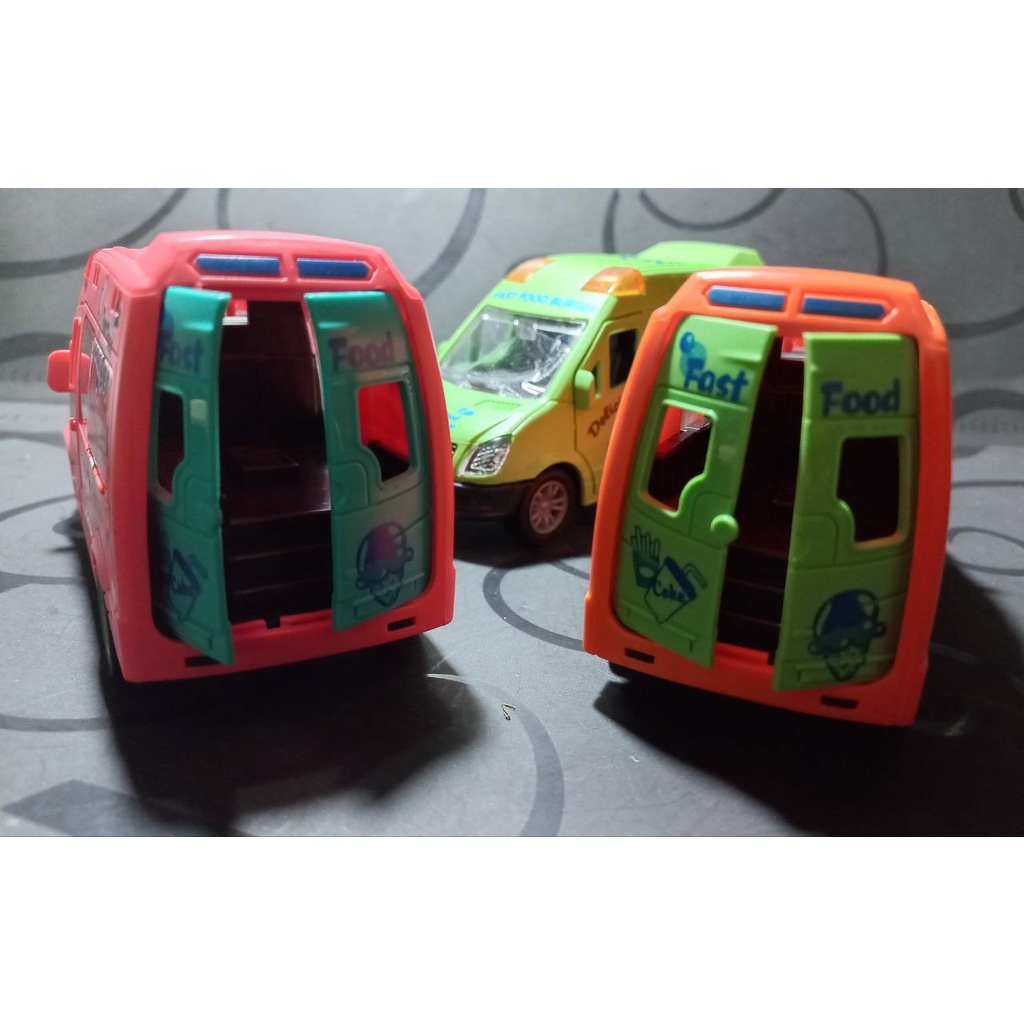 Đồ Chơi Vận Động Giáo Dục Mini City, Mô Hình Xe Giao Hàng Hamberger Có Thể Mở Cửa Size 12cm 02181