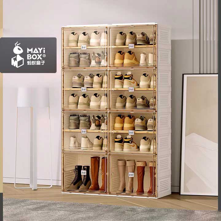 Tủ để giày gấp gọn AntBox cửa trong suốt, tủ đựng giày dép cao cấp chất liệu nhựa ABS - Hàng chính hãng
