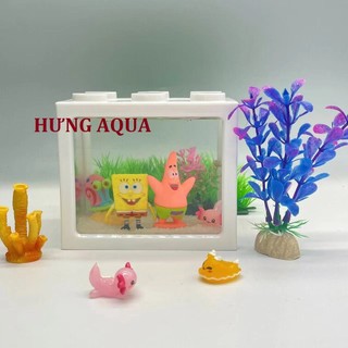 Bể cá mini, bể cá lắp ghép lego độc lạ, bể cá nuôi betta, bò sát decor không gian sống