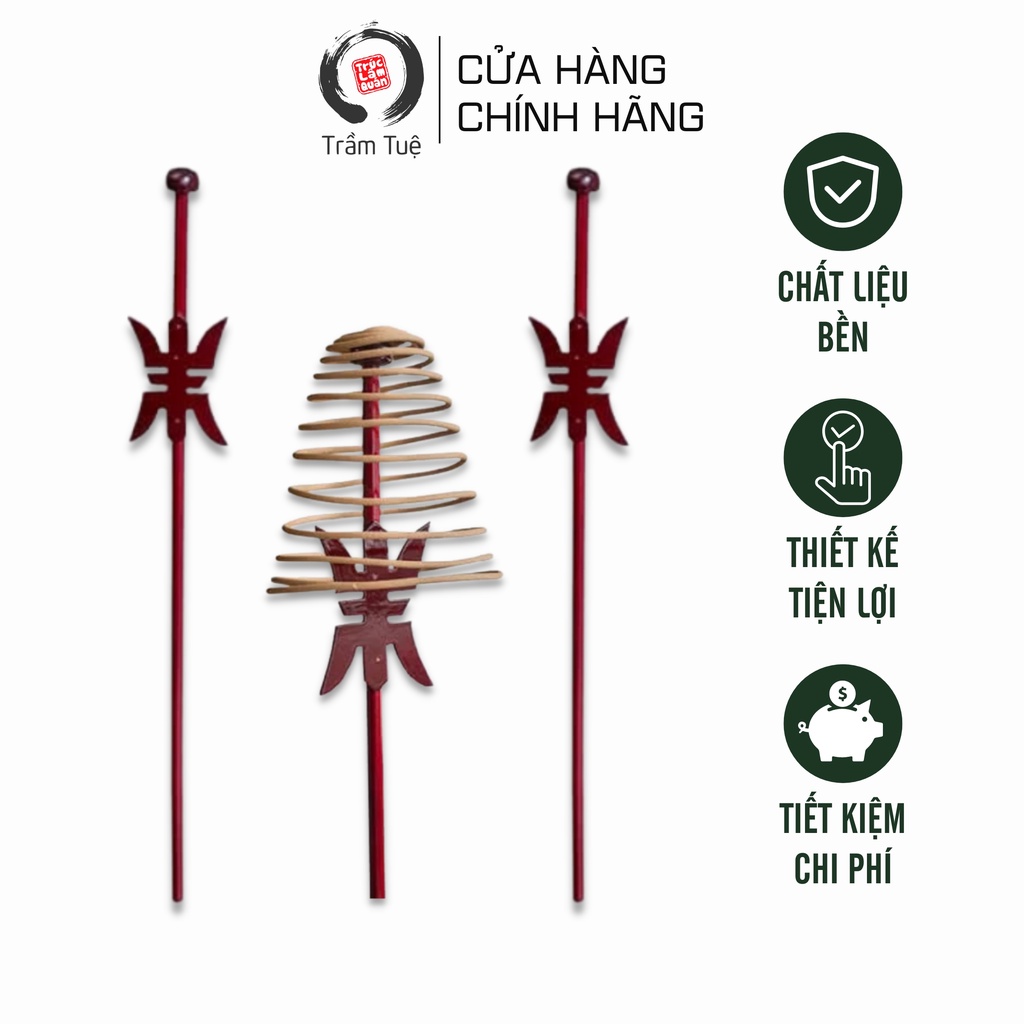 Cây cắm hương vòng, Giá đỡ nhang bằng gỗ nhỏ gọn, chắc chắn, độ bền cao, sơn đỏ bắt mắt