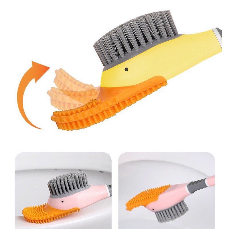 Cọ rửa bồn cầu toilet gắn tường | Bàn chải vệ sinh hình chú vịt ngộ nghĩnh,chất liệu silicon siêu mềm mại