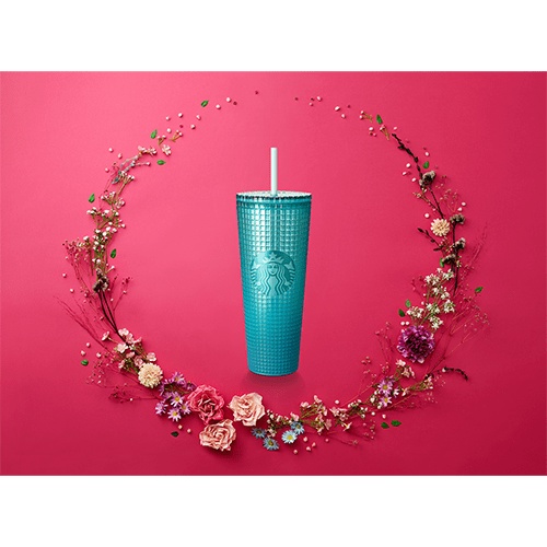 Ly Starbucks Cold Cup 24Oz (710ml) Blue Grid