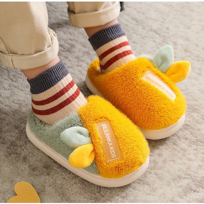 Dép bông đi trong nhà cho bé tai thỏ dễ thương ấm áp