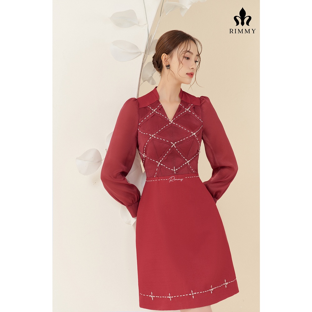 Đầm đỏ Grace Dress Rimmy thiết kế cổ chữ V thanh lịch, nhãn nhặn