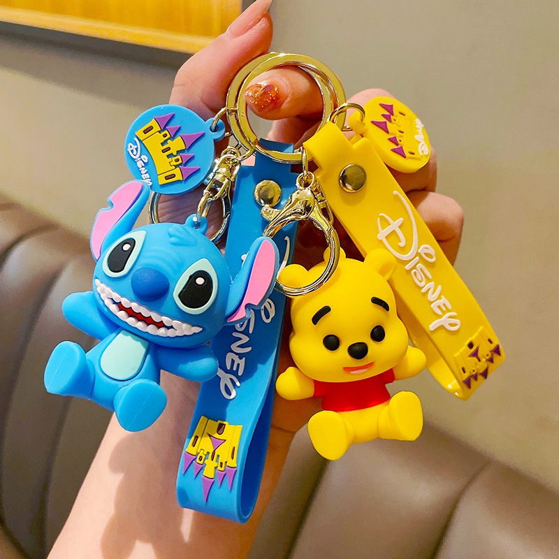 Móc Khóa Hình Mickey Minnie Winnie the Pooh Stitch Dễ Thương