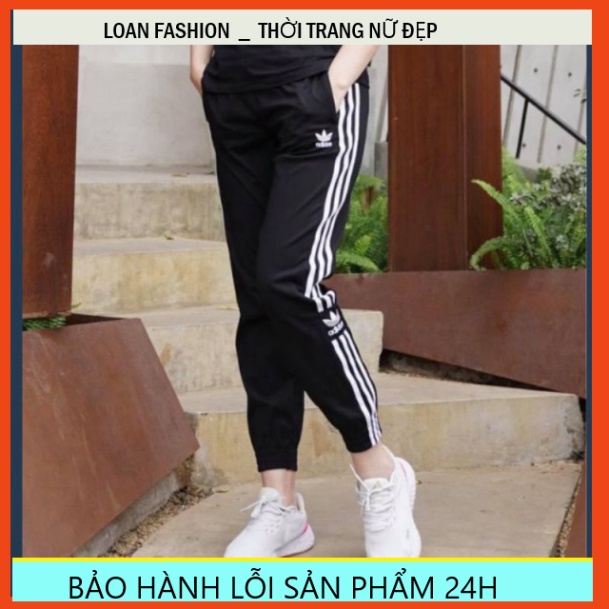 Quần Sport adidas nữ_Quần Sport viền kẻ sọc dáng jogger chất dày đẹp cho nữ [ CHẤT ĐẸP ]