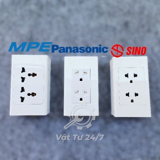 Ổ Cắm Điện 3 chấu đôi đa năng âm tường Wide Panasonic - Mpe - Sino có te nối đất chính hãng có kèm đế nổi cao