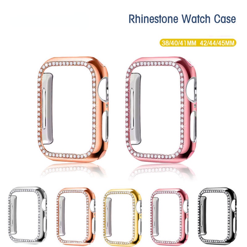 Vỏ Đồng Hồ Kim Cương Giả Cho Apple Watch Series 8 7 6 5 4 3 2 1 SE SE SE2 Kim Cương Dành Cho iWatch 