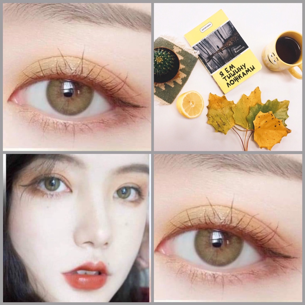 Lens thời trang màu nâu ánh vàng cá tính (có 0 đến 6 độ) tặng kèm khay đơn