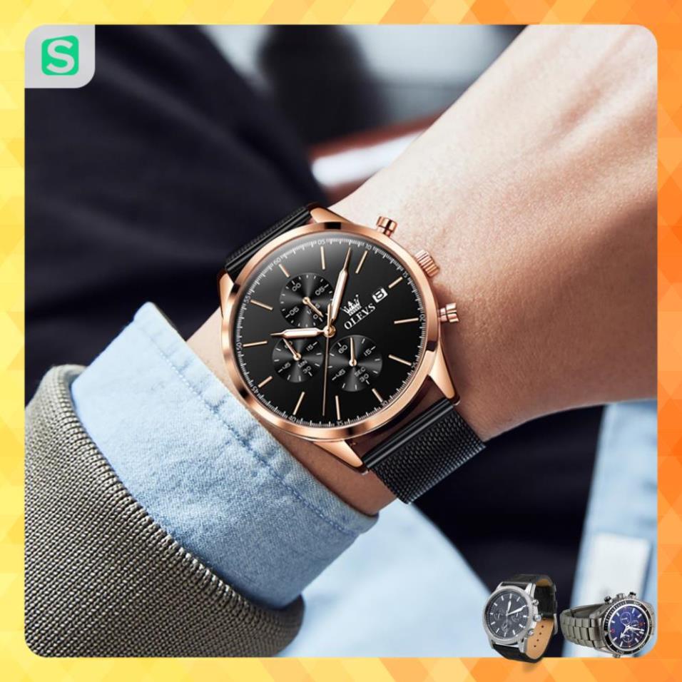 Đồng hồ nam chính hãng OLEVS 2881 Lịch dây đeo bằng thép không gỉ Có chức năng phát sáng chống vô nước