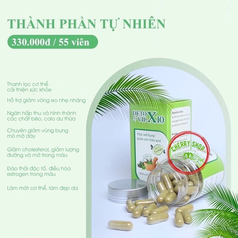 DETOX10 55viên giảm mỡ bụng,giữ cân nặng,đẹp da