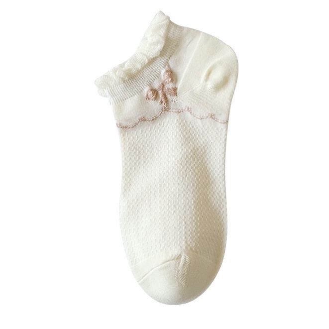 Tất cotton FHYLmàu trắng mỏng màu trơn đa dạng kiểu dáng đáng yêu thoải mái mùa hè phong cách Lolita