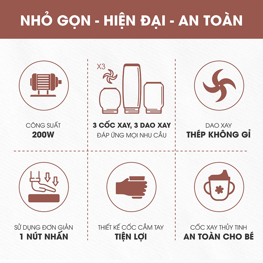 [HẾT HÀNG] Máy xay đa năng Masuto Baby 3 cối 0,3L say đá hạt thịt tôm cua cá mini siêu mịn