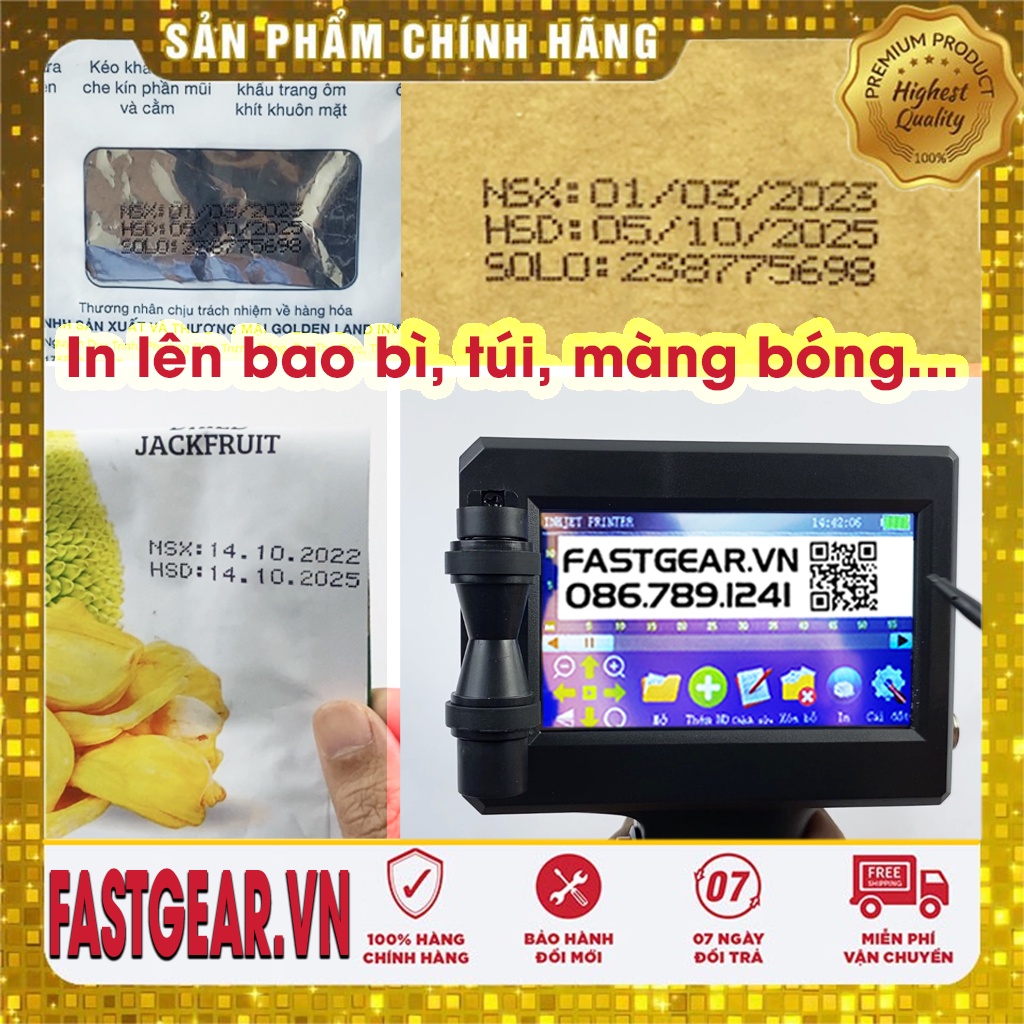 Máy In Date Cầm Tay FG 26i Tiếng Việt , In NSX,HSD,Logo,Mã Vạch,QR - BH 12T - Tặng DDVS Mực+USB+Vali