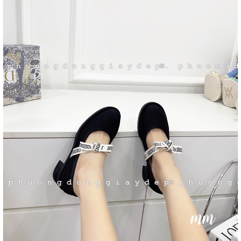 Giày búp bê dio vải gân 3p quai chữ gullbox bill túi