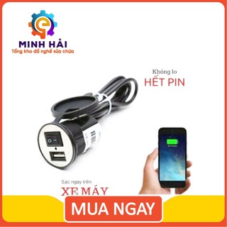 Bộ tẩu sạc điện thoại di động gắn xe máy có nắp đậy chống nước - đồ nghề minh hải