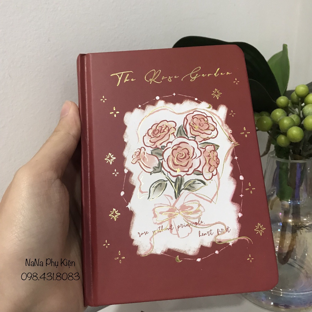 Sổ Tay Vintage Họa Tiết Hoa Hồng