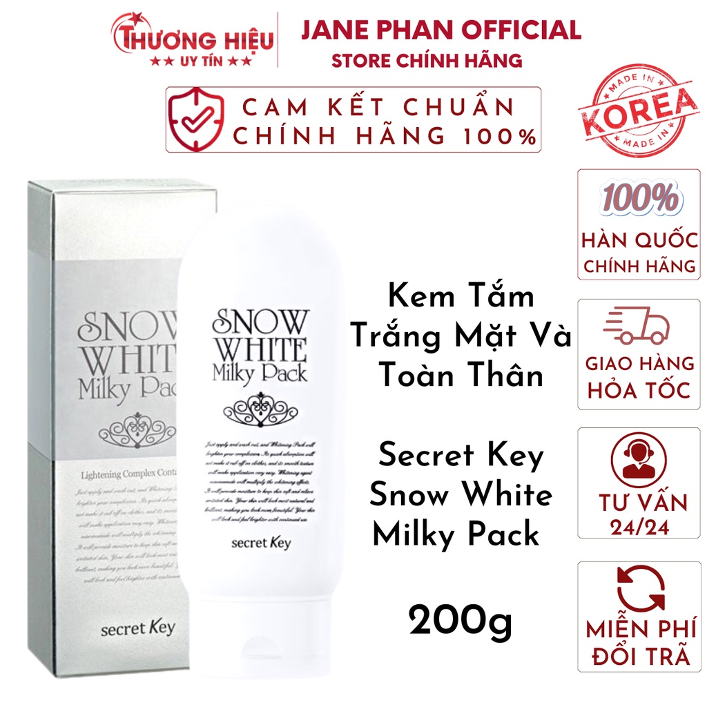 Kem Ủ Trắng Secret Key Body Snow White Milky Pack 200g