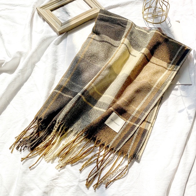 Khăn quàng cổ caro unisex vintage - Khăn choàng cổ len nam nữ Self Service kẻ caro ulzzang Hàn Quốc mềm mịn DAPPERMAN