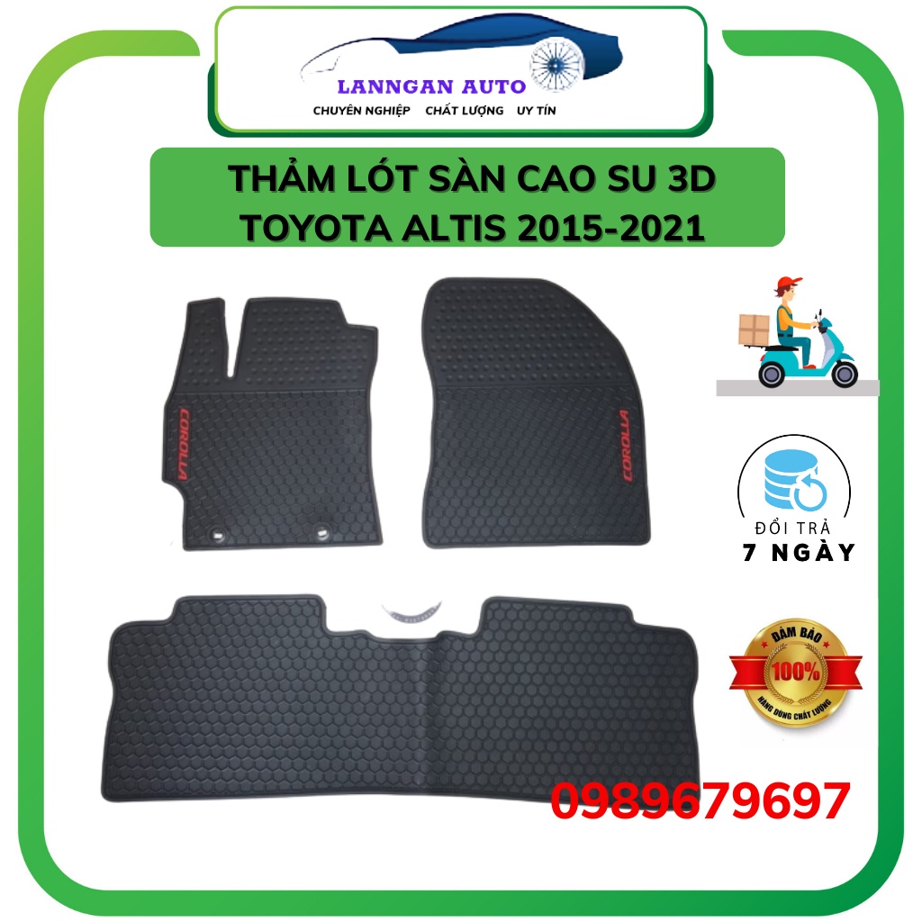 Thảm lót sàn ô tô Toyota Corola Altis 2015- 2021, bộ trải sàn cao su PVC đúc, không mùi dễ dàng vệ sinh giá tốt
