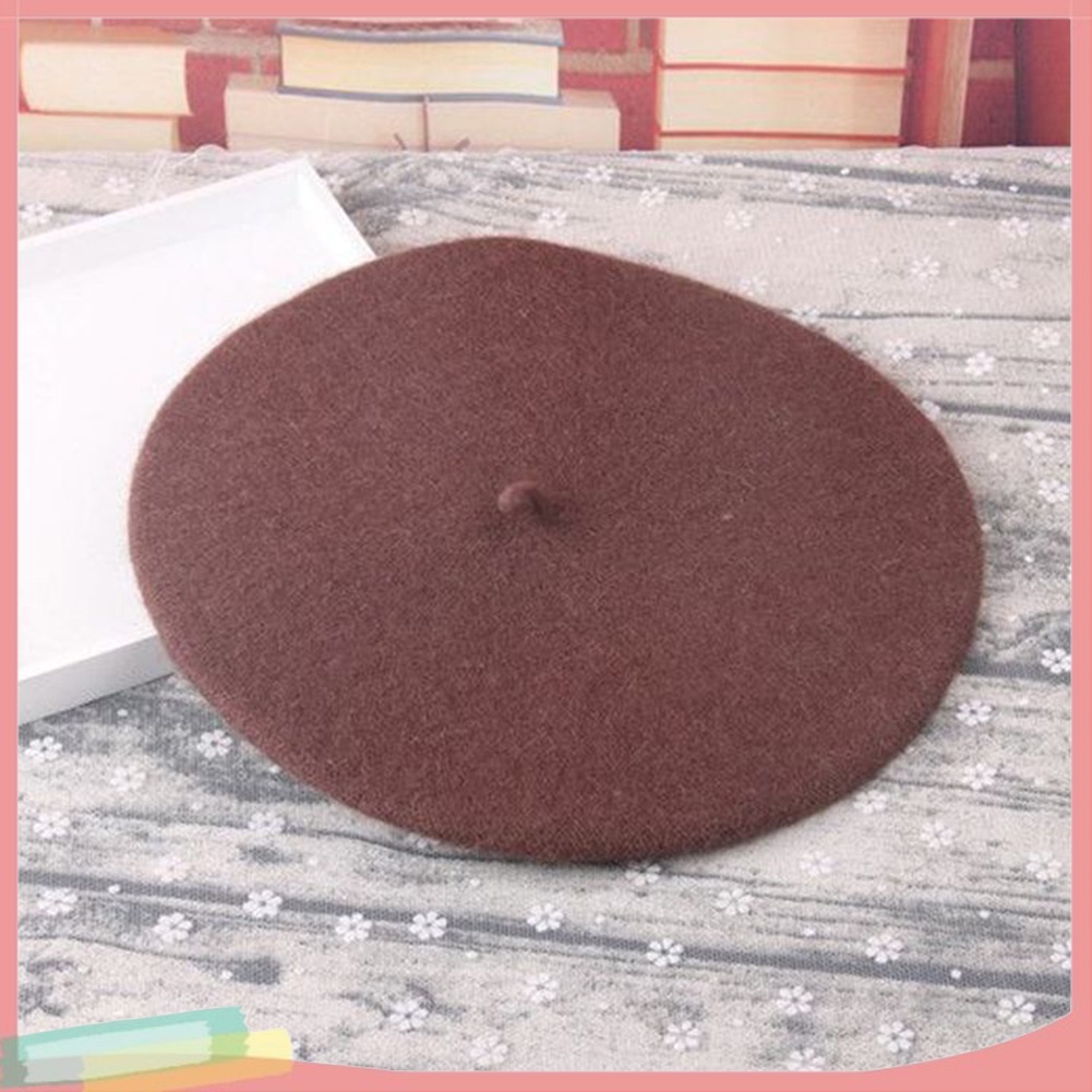 Mũ Beret Chất Liệu Len Màu Trơn Thời Trang Cho Nữ
