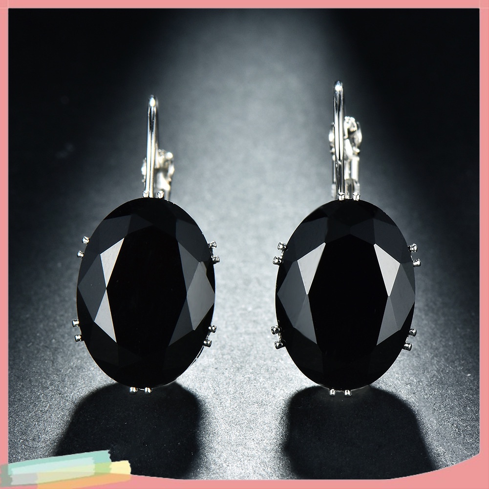 Đôi khuyên tai hình oval đính kim cương giả thời trang cho nữ