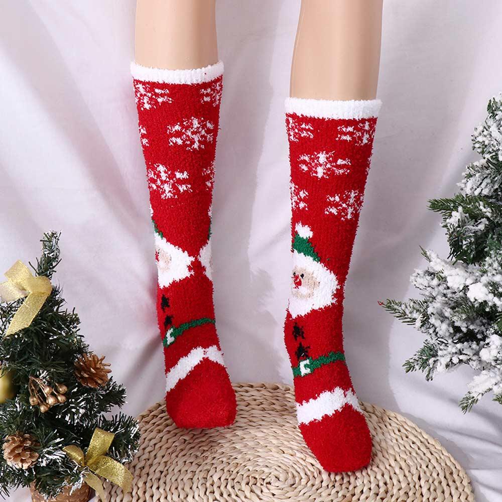 AROMA Vớ Dài Bằng Lông Cừu San Hô Dày Dặn Họa Tiết Tuần Lộc Giáng Sinh Phong Cách Hàn