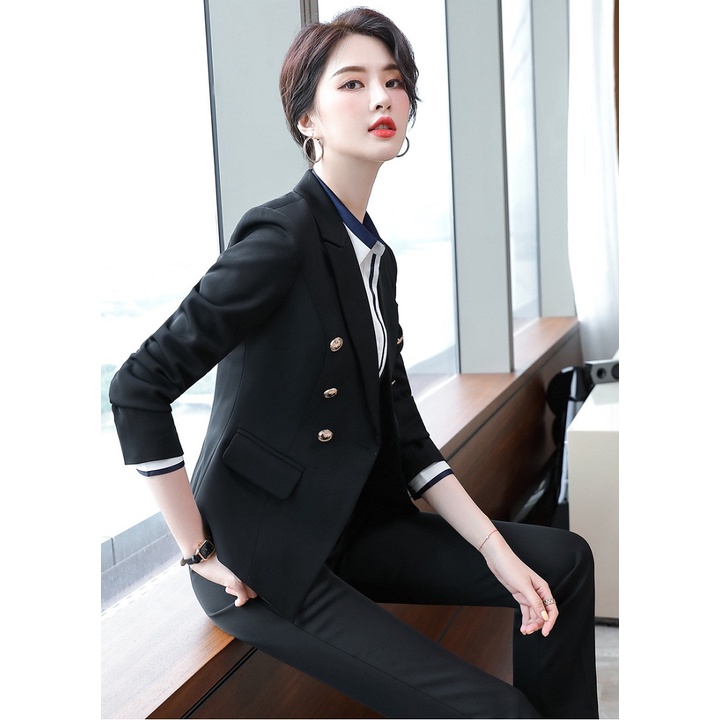 Set Áo Vest Tay Dài + Quần Dài TJ34 - Đen
