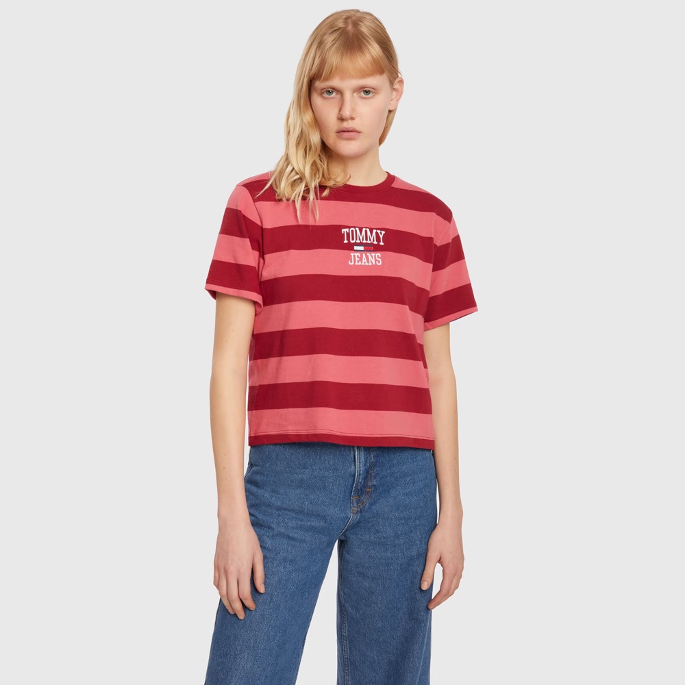 Áo thun nữ Tommy Jeans Cropped Stripe Logo
