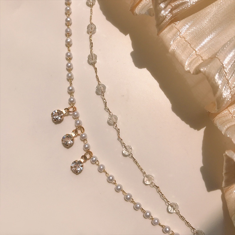 Vòng cổ Nữ Nhiều Lớp Đính Ngọc Trai Thời Trang Hàn Quốc Năm Mới