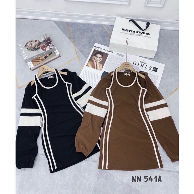 Set váy body viền kẻ siêu hot