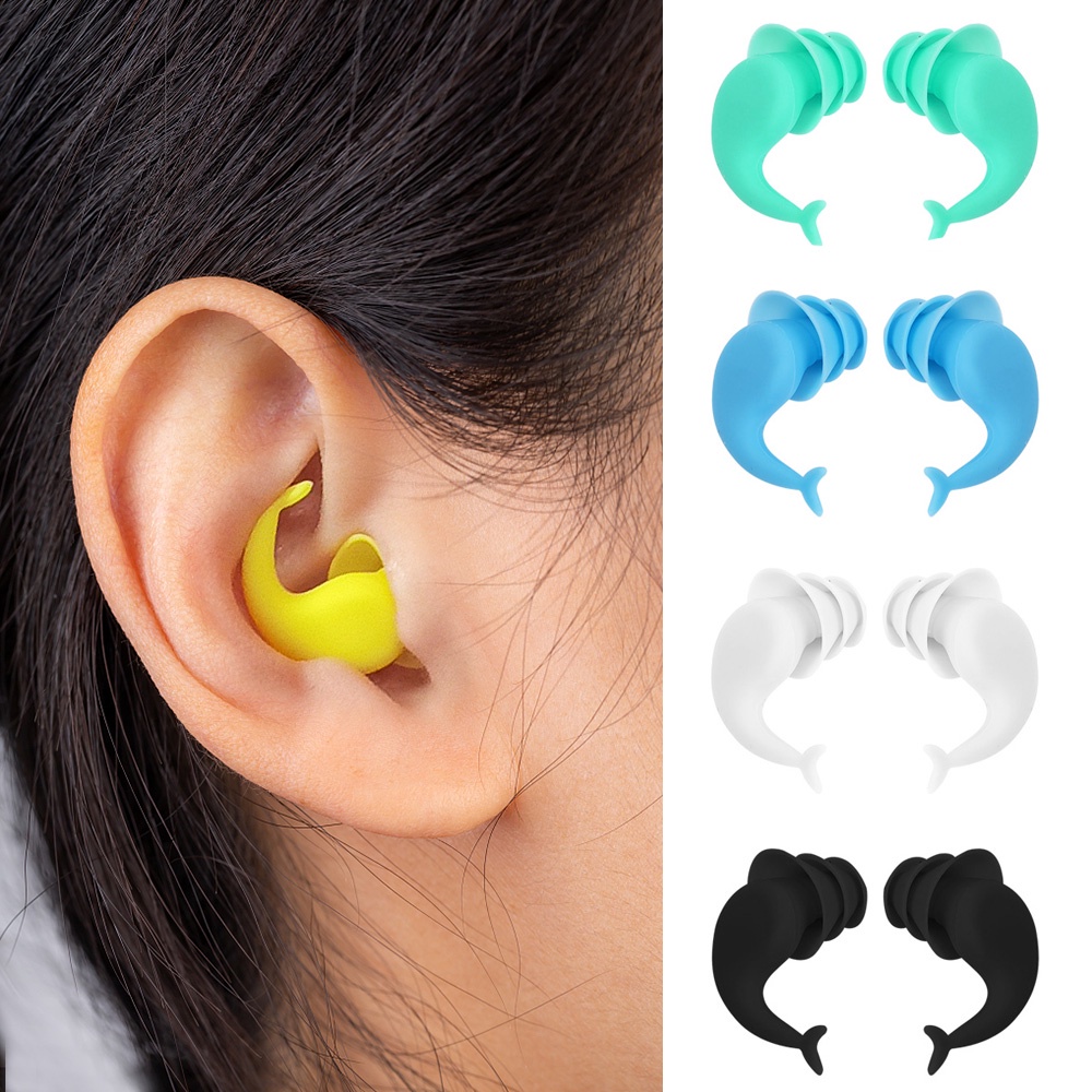 Nút Bịt Tai Bằng Silicon Mềm Cách Âm Chống Ồn Chống Thấm Nước Hình Cá Voi Dễ Thương Dùng Khi Đi Bơi