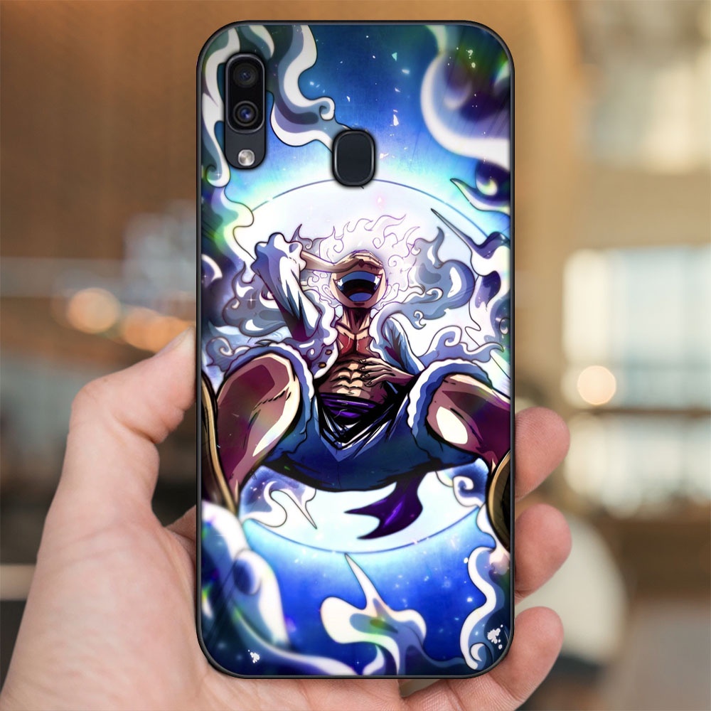 Ốp lưng Samsung A20, A30, A40, M20 viền đen in hình Luffy Gear 5 Nika One Piece Đảo Hải Tặc