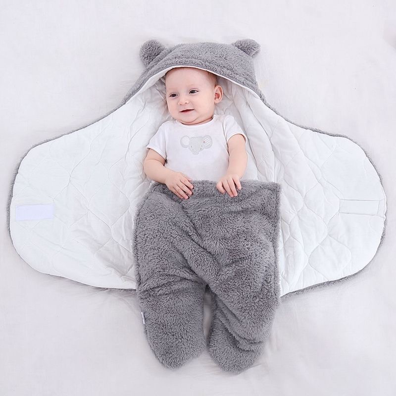 Babyfair. Chăn quấn trẻ em Polyester Len Mô hình hoạt Mềm mại Thân thiện với Da Túi ngủ 70cm