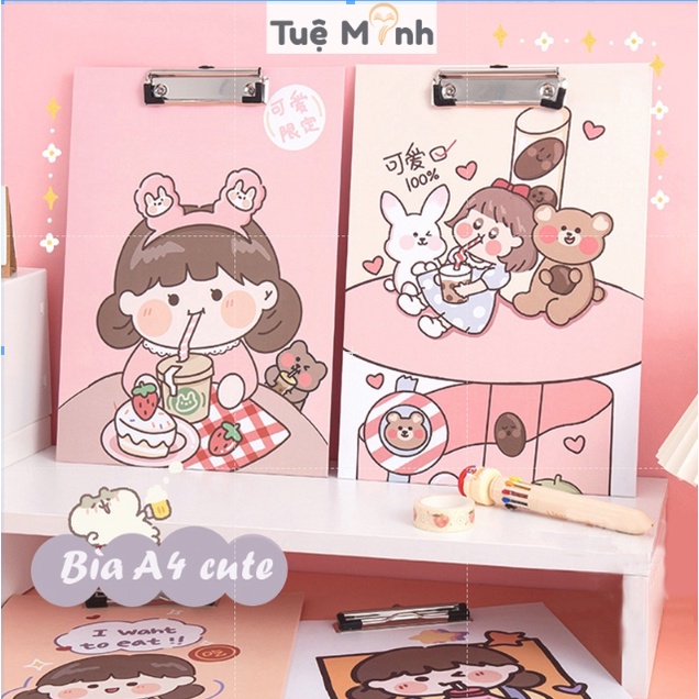 Bìa kẹp tài liệu trong suốt tài liệu phi hành gia, File trình ký kẹp giấy khổ A4 cute