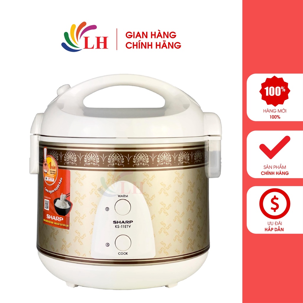 Nồi cơm điện nắp gài Sharp 1 lít KS-11ETV"RB"/ KS-11EV"RG" - Hàng chính hãng