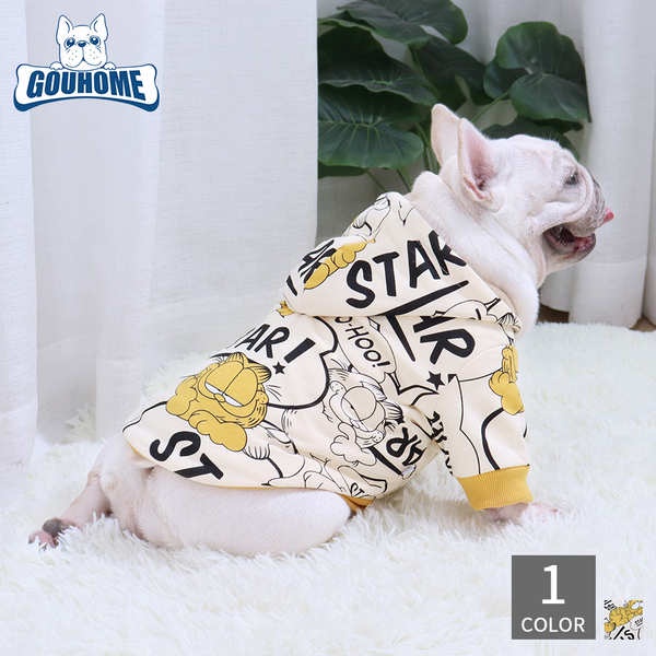 Áo Sweater Thân Ngắn Có Mũ Trùm Họa Tiết Chó Bull Hoạt Hình Kiểu Pháp Thời Trang Mùa Xuân Cho Cún Cưng