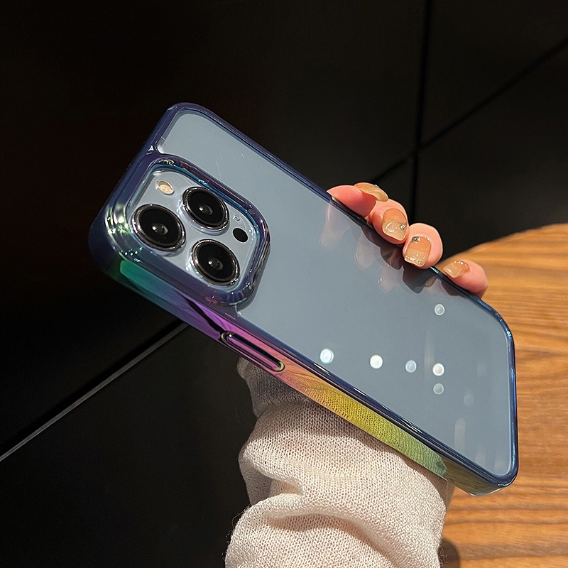 Ốp Điện Thoại Cứng Trong Suốt Viền Laser Lỗ Lớn Chất Lượng Cao Cho iPhone 14 13 12 Pro Max