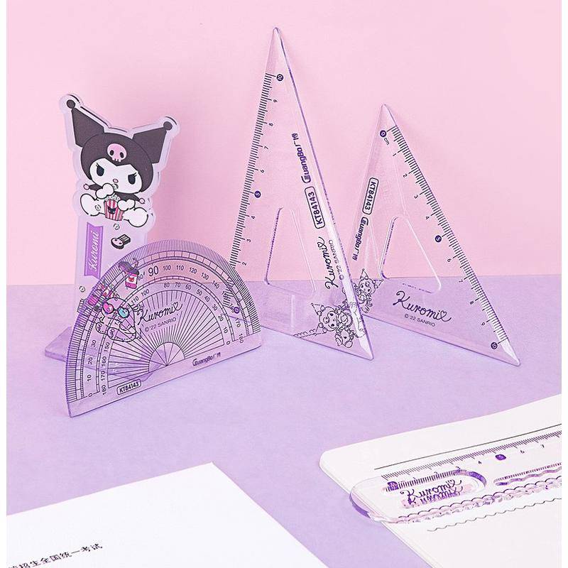 SANRIO Bộ Thước Vẽ Hình Tam Giác 4 Trong 1 Đa Năng Bằng Hợp Kim Cho Bé