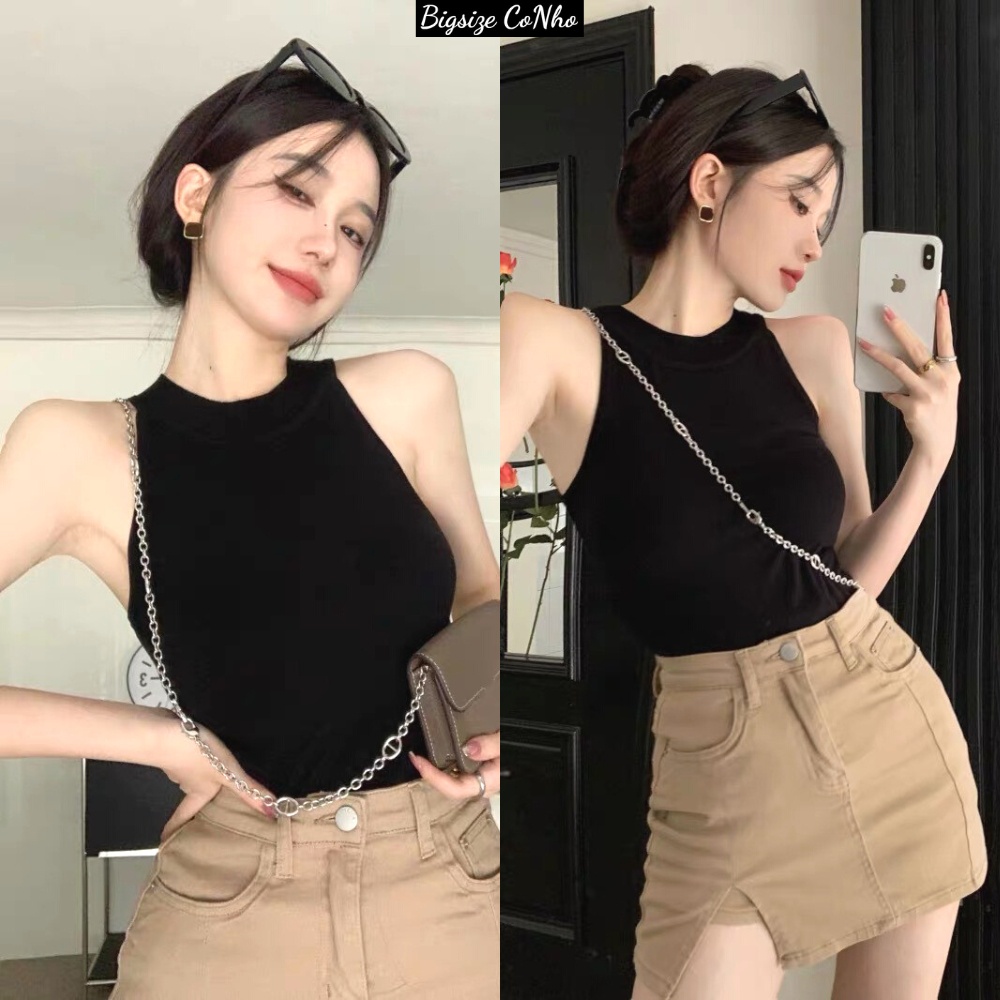 Áo croptop bigsize ba lỗ trơn thun gân xịn co giãn manh G4