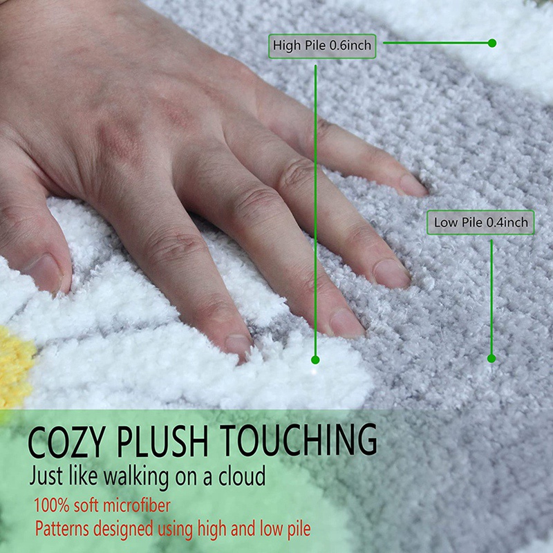 Thảm Chùi Chân Lông Nhung Mềm Mại 16 X 24 Inch Họa Tiết Bông Hoa Dành Cho Phòng Tắm