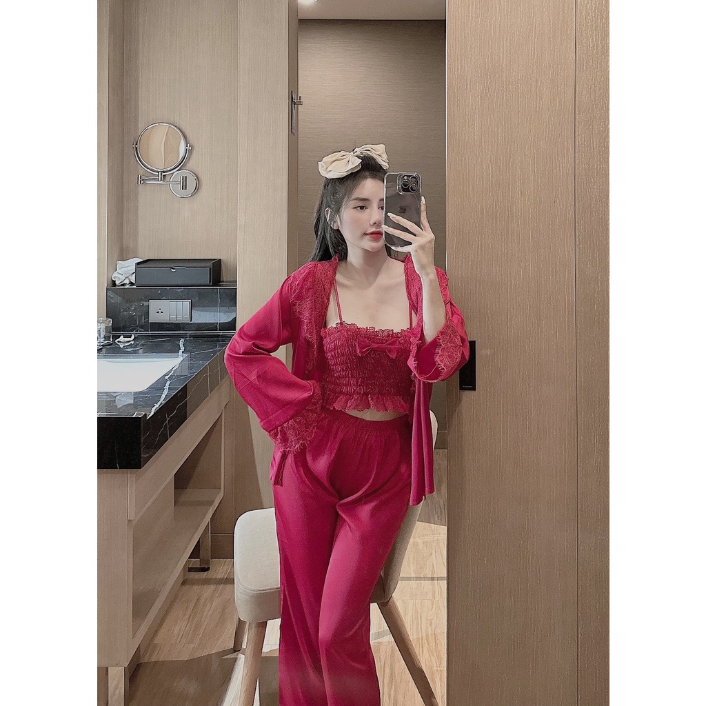Set 3 món nơ lụa latin tiểu thư bánh bèo